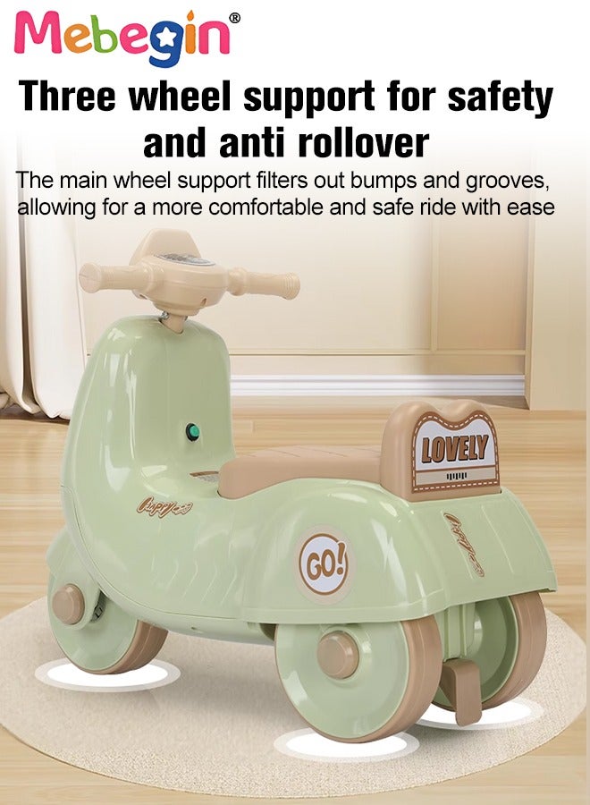 Kids Ride-on Toy with Music and Light, Children Balance Car with Comfortable Seat and Wear-resistant Tires, Adorable Multifunctional Baby Scooter, Anti-rollover Trike, No Pedals