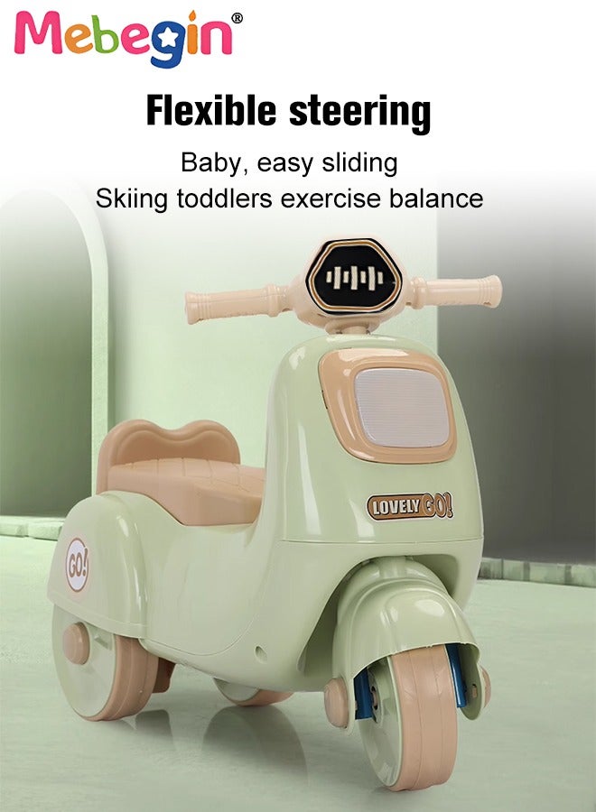 Kids Ride-on Toy with Music and Light, Children Balance Car with Comfortable Seat and Wear-resistant Tires, Adorable Multifunctional Baby Scooter, Anti-rollover Trike, No Pedals