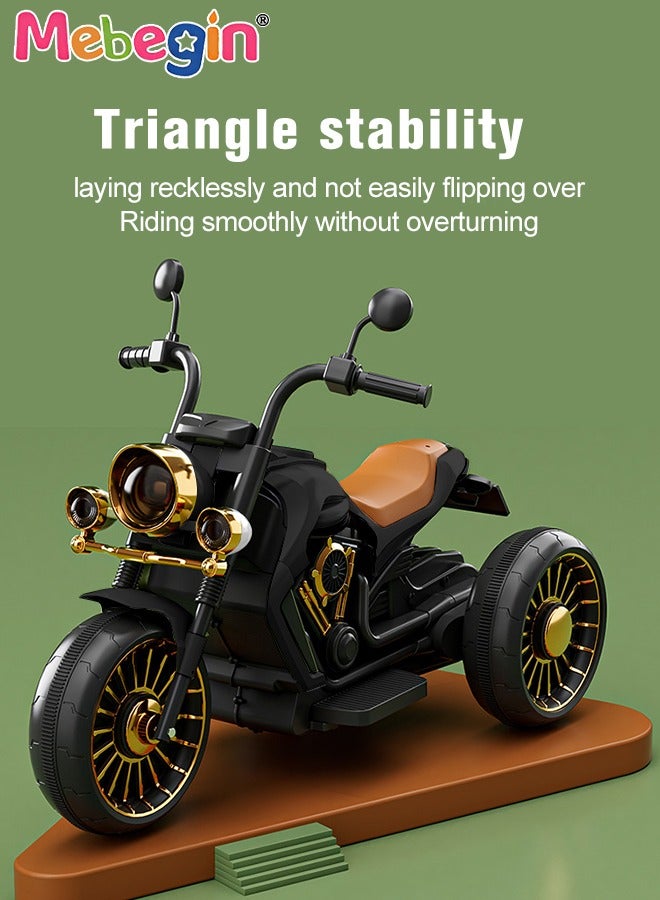 Electric Motorcycle for Kids, 3-Wheel Motorbike with High-capacity Battery and Ergonomic Seat, Safe Ride-on Toy with Light and Music, Hard to Roll Over, Fun Outdoor Toy, Ideal Gift for Kids