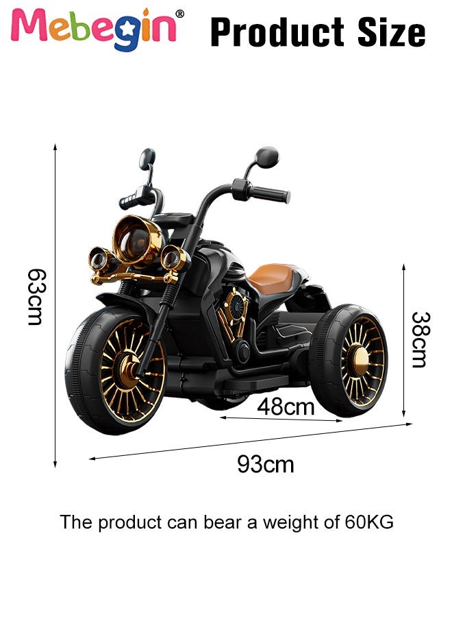 Electric Motorcycle for Kids, 3-Wheel Motorbike with High-capacity Battery and Ergonomic Seat, Safe Ride-on Toy with Light and Music, Hard to Roll Over, Fun Outdoor Toy, Ideal Gift for Kids