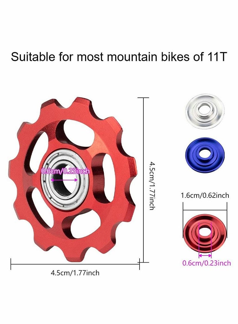 Bike Set of 3 11T Jockey Wheel, Pulley Wheel for Derailleurs for Bikes 11T Rear Derailleur Pulley Roller Wheel Alloy Bicycle Guide Wheel Derailleur Pulley for MTB or Road Bike