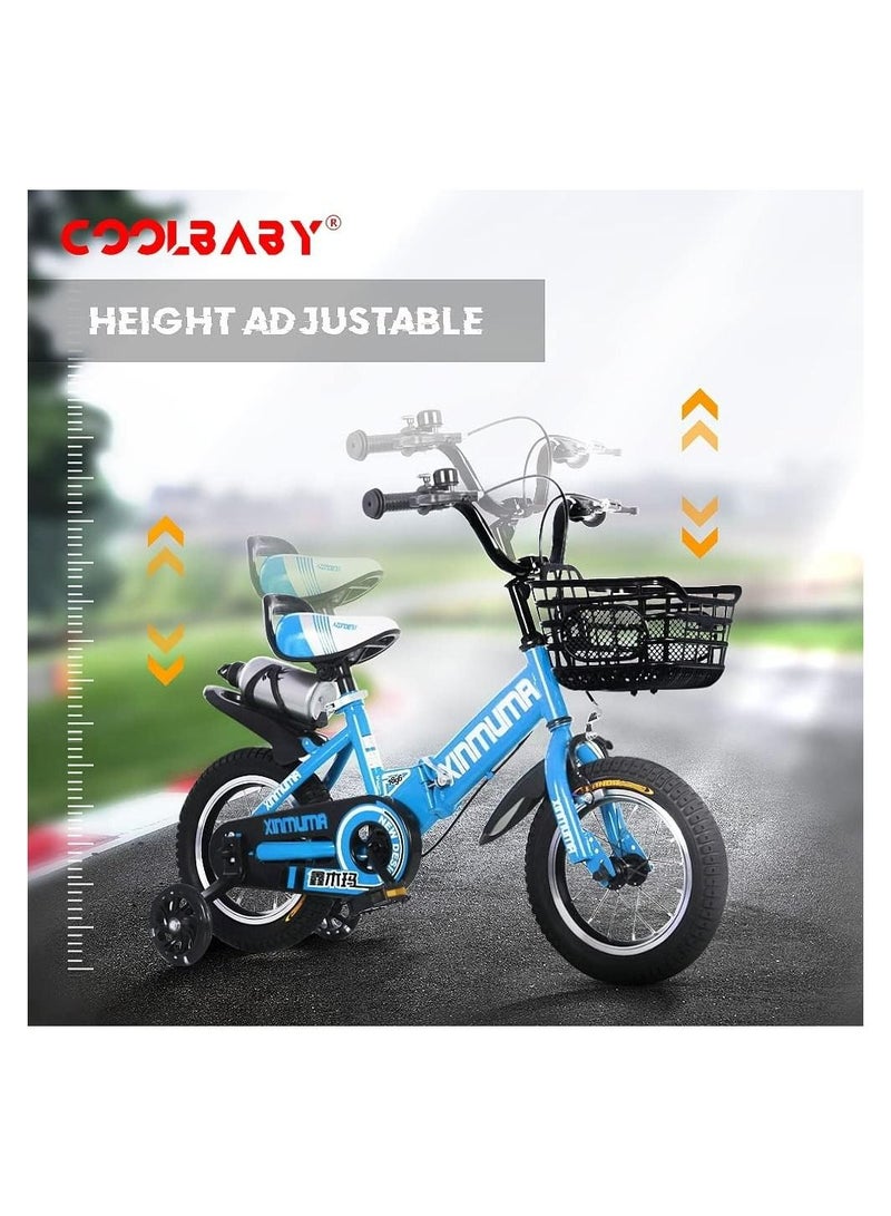 16 inch Kids Bike with Handbrake and Basket with Training Wheels and Fenders Princess Bike