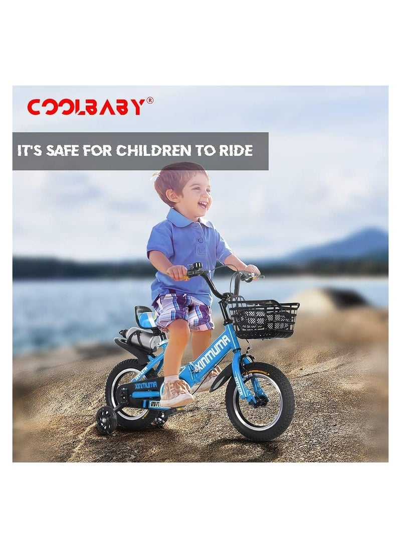 16 inch Kids Bike with Handbrake and Basket with Training Wheels and Fenders Princess Bike