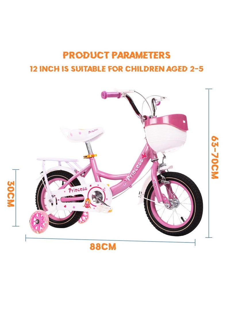 COOLBABY Kids Bike with Hand Brake and Basket for Ages 3-8 Years 16 Inch Princess Bikes Bicycles With Backseat