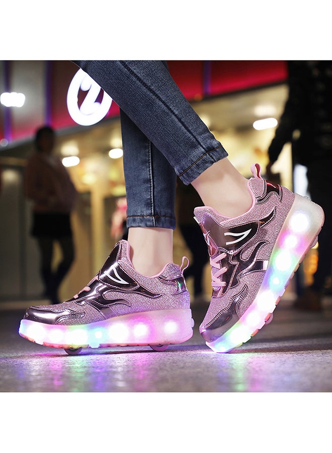 LED Flash Light Fashion Shiny Sneaker Skate Shoes With Wheels And Lightning Sole