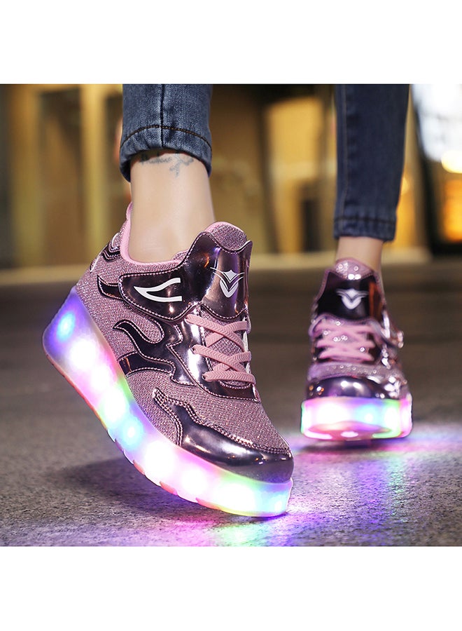 LED Flash Light Fashion Shiny Sneaker Skate Shoes With Wheels And Lightning Sole