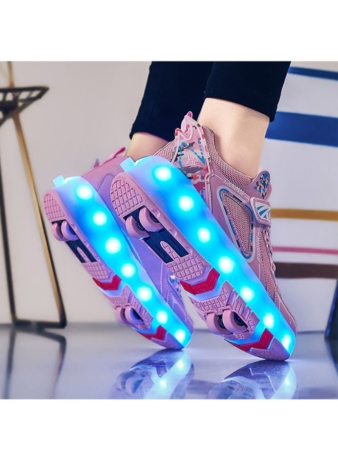 Kids Roller Skates Shoes Rechargeable Skates Shoes With Double Wheels Sport Sneaker Outdoor Luminous Shoes for Kids For Boys Girls 38feet