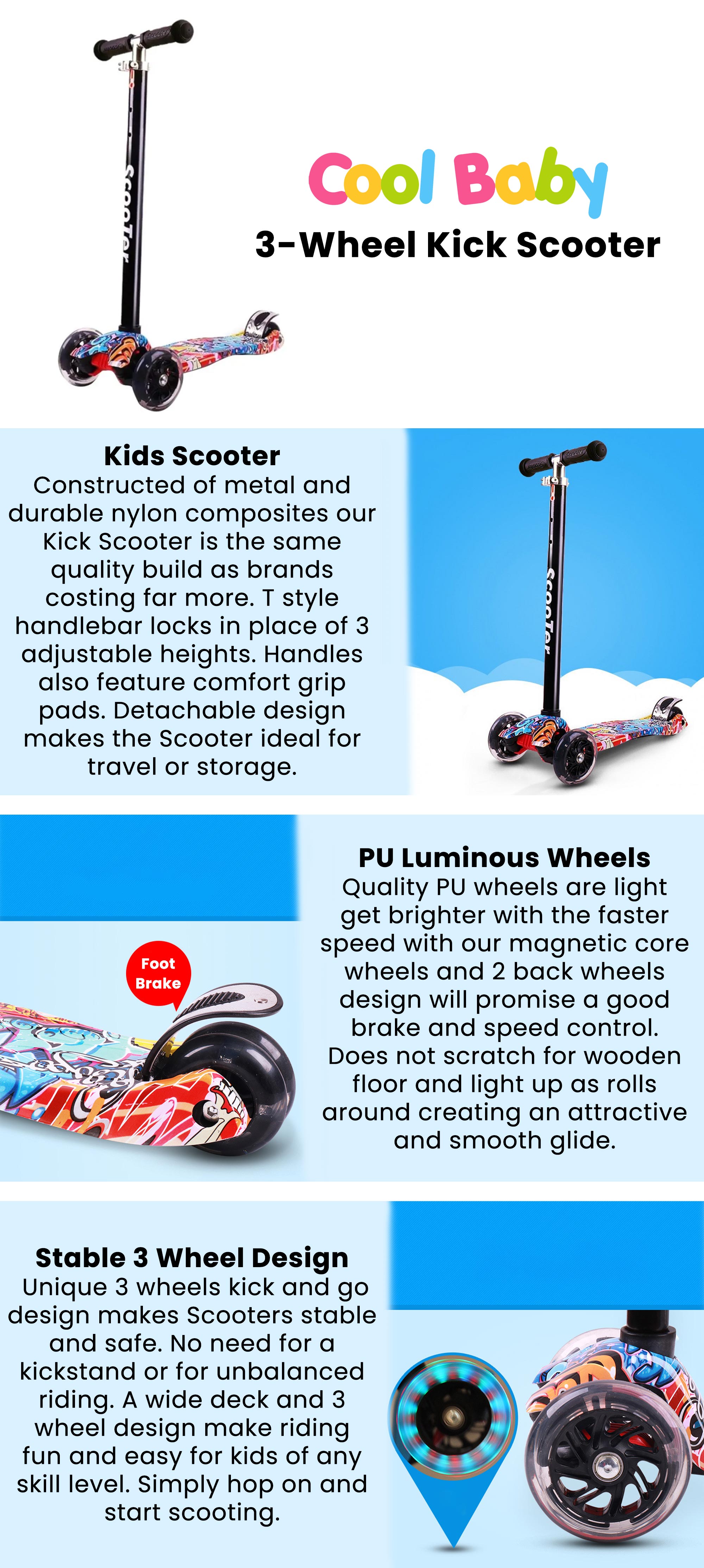 3-Wheel Kick Scooter