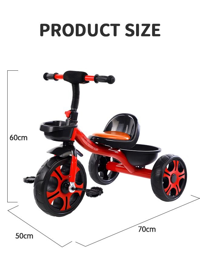 Kids Tricycles, Kids Trike Tricycles Toddler Bike with Basket, Baby Balance Bike with Adjustable Seat, Non-Slip Tires, Riding Toy for Training Motor Skills, Learning Balance