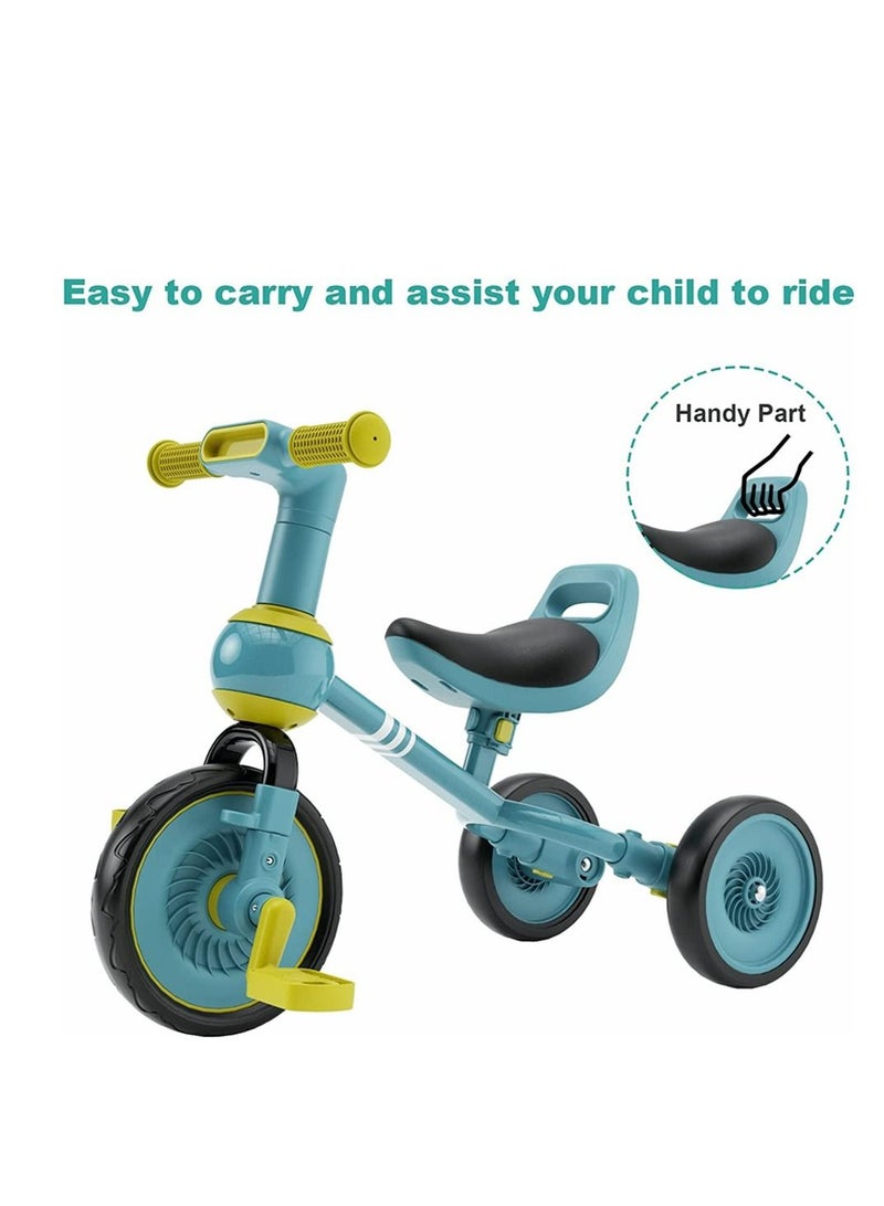 COOLBABY 4 in 1 Kids Tricycle Suitable for 1-3 Years Toddler Tricycle Boys Girls Baby Balance Bike Baby Lightweight with Detachable Pedals