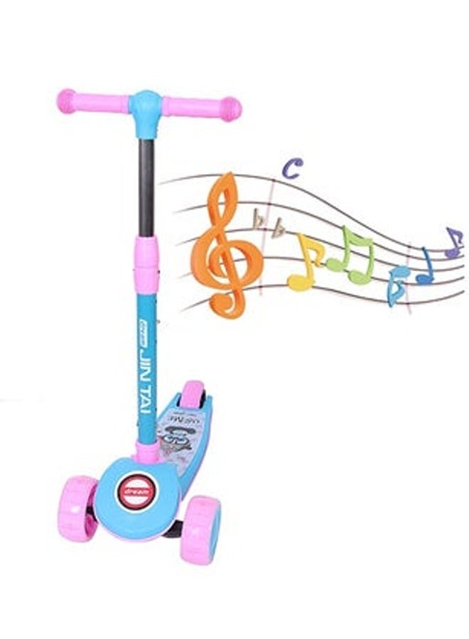 Kids 3 wheel Mini Height- Adjustable Kick Scooter, 3-6Years-Old (Pink and Blue)