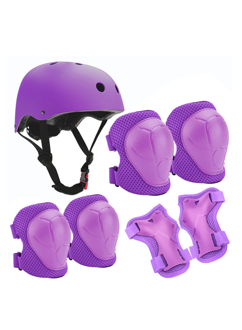 Seven-piece set of children's protective gear sports protective gear knee pads elbow pads helmet protective gear