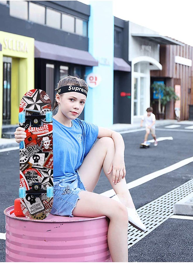 Four-Wheel Printed Sports Skateboard Amusing Play Equipment For Children ‎‎79x20x30cm