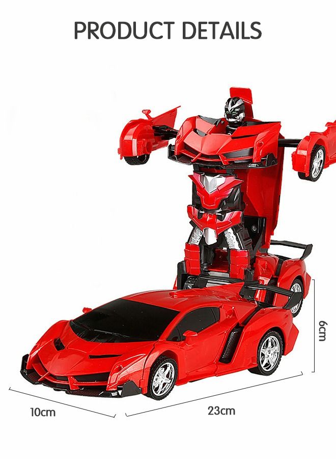 RC Car Transforming Robot Car Toy with LED Light, One Button Transform, 360° Rotation Drift Car 1:18 Scale, 2 in 1 Electronic Toy