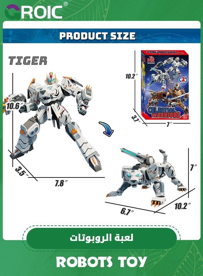 Animal Transforming Robot Toys,Tiger Action Figure for Kids Deformation Assembly Robot for Kids,Tiger Model,Collectible Action Figures,Manual Transformed into Toy