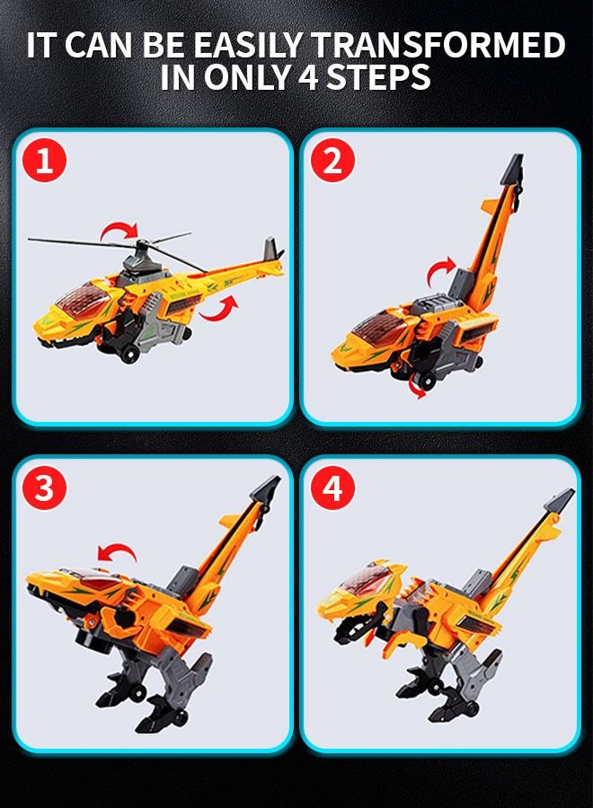 Transform Dinosaur Airplane Toy Army Helicopter Transformable Model Tyrannosaurus and Apache Helicopter with Lights and Sounds Gift for Kids Aged 3+