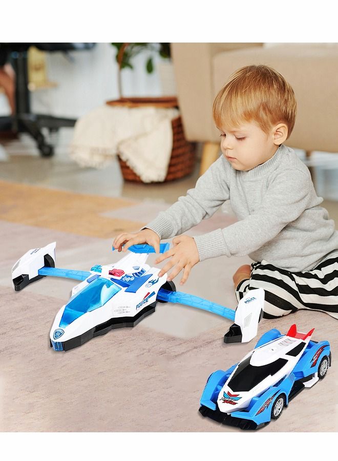 Transforming Airplane Toy, Transforming Car with LED Flash and Sound, Kids Toy Plane, Stunt Spinning Transforming Car Electric Universal Toy Car