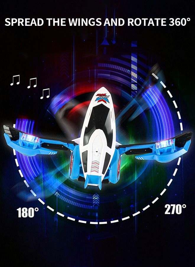 Transforming Airplane Toy, Transforming Car with LED Flash and Sound, Kids Toy Plane, Stunt Spinning Transforming Car Electric Universal Toy Car