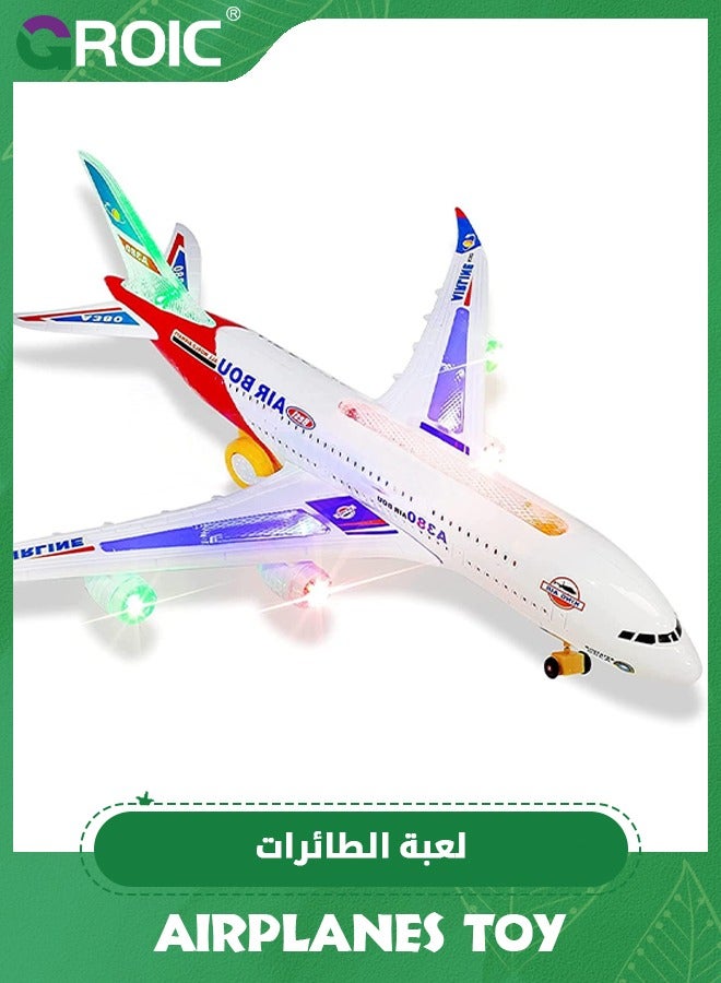 Airplane Toys for Kids, Bump and Go Action, Toddler Toy Plane with LED Flashing Lights and Sounds,Realistic Model Airplane for Kids