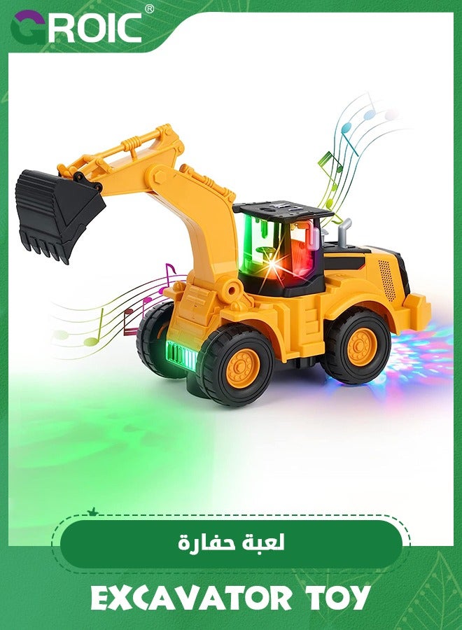 Excavator Truck Kids Toys,Digger Truck with Electric Universal Wheel Children Car Toys with Light and Music,Electric Universal Excavator,Electric Engineering Vehicle Toy