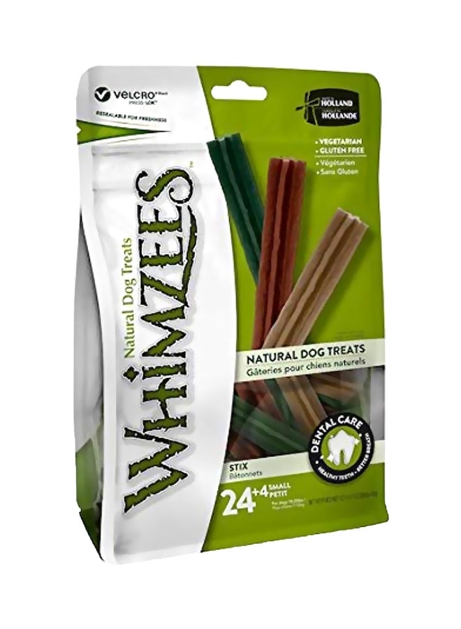 28-Piece Dental Treat Stix Brown/Orange/Green 420grams