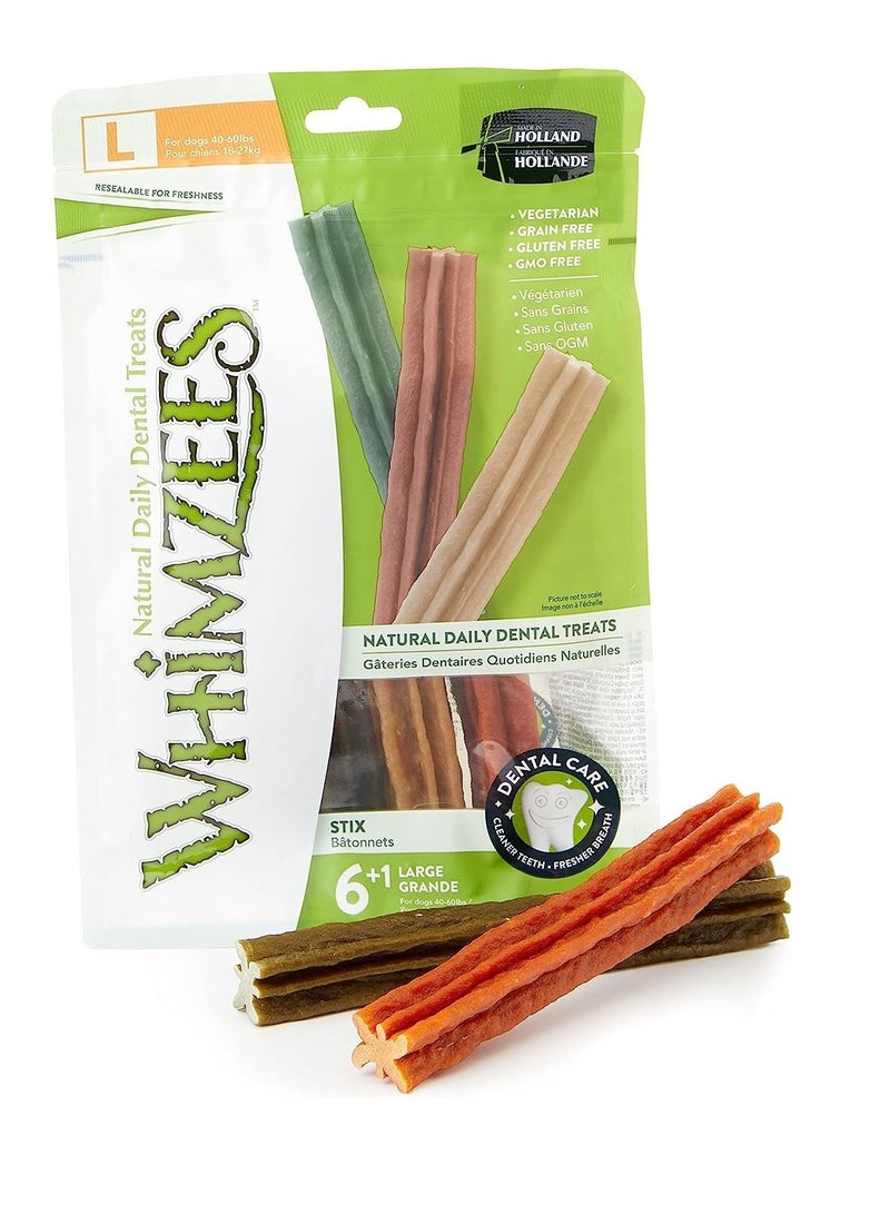 Natural Grain Free Dental Dog Treats Stix Large 6+1Pcs 360g+60g