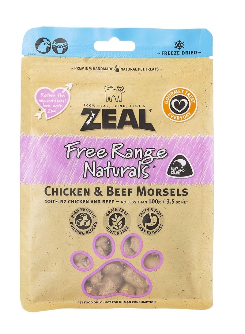 Dried Chicken And Beef Morsels Cat Treats 100g