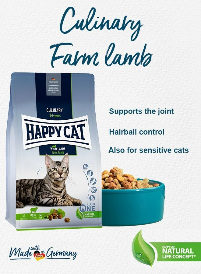 4 kg Culinary Farm Lamb Dry Food for Adult Cats to support joints or hairball control and good for Sensitive cats