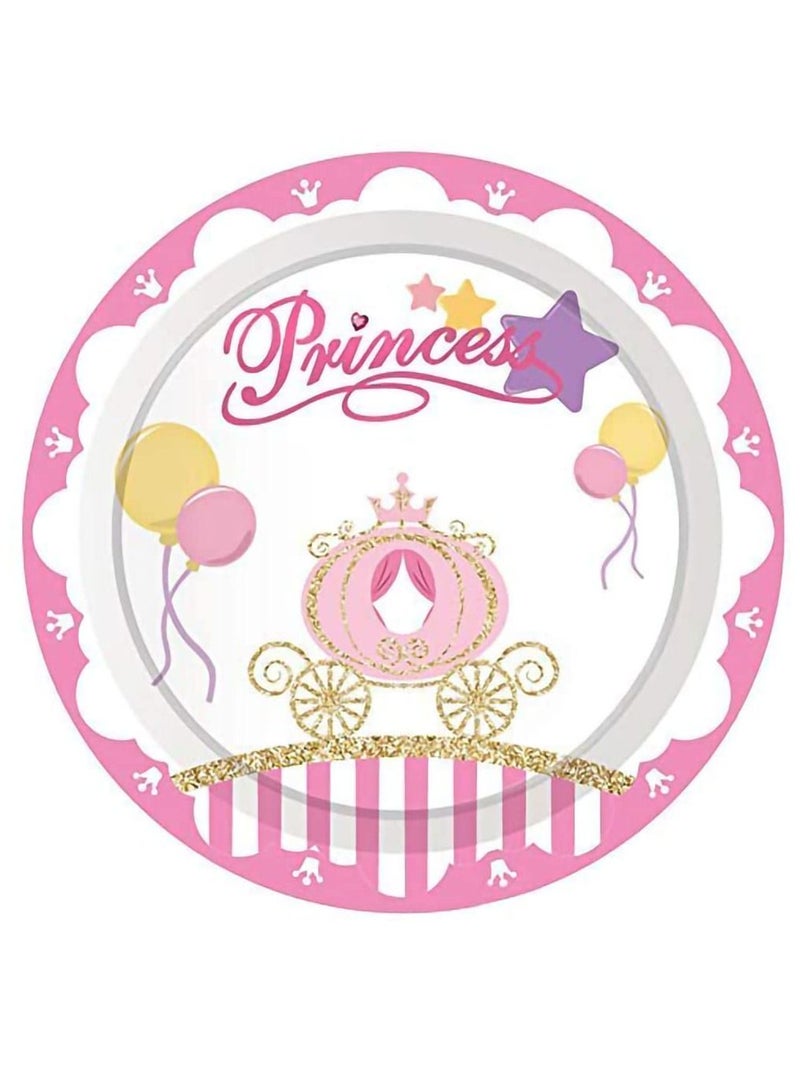 Princess Party Supplies,Princess Birthday Decorations Set Includes Disposable Dinner Plates,Pumpkin Car Dessert Plates,Cups,Napkins, Serves 8 Guests (44PCS)