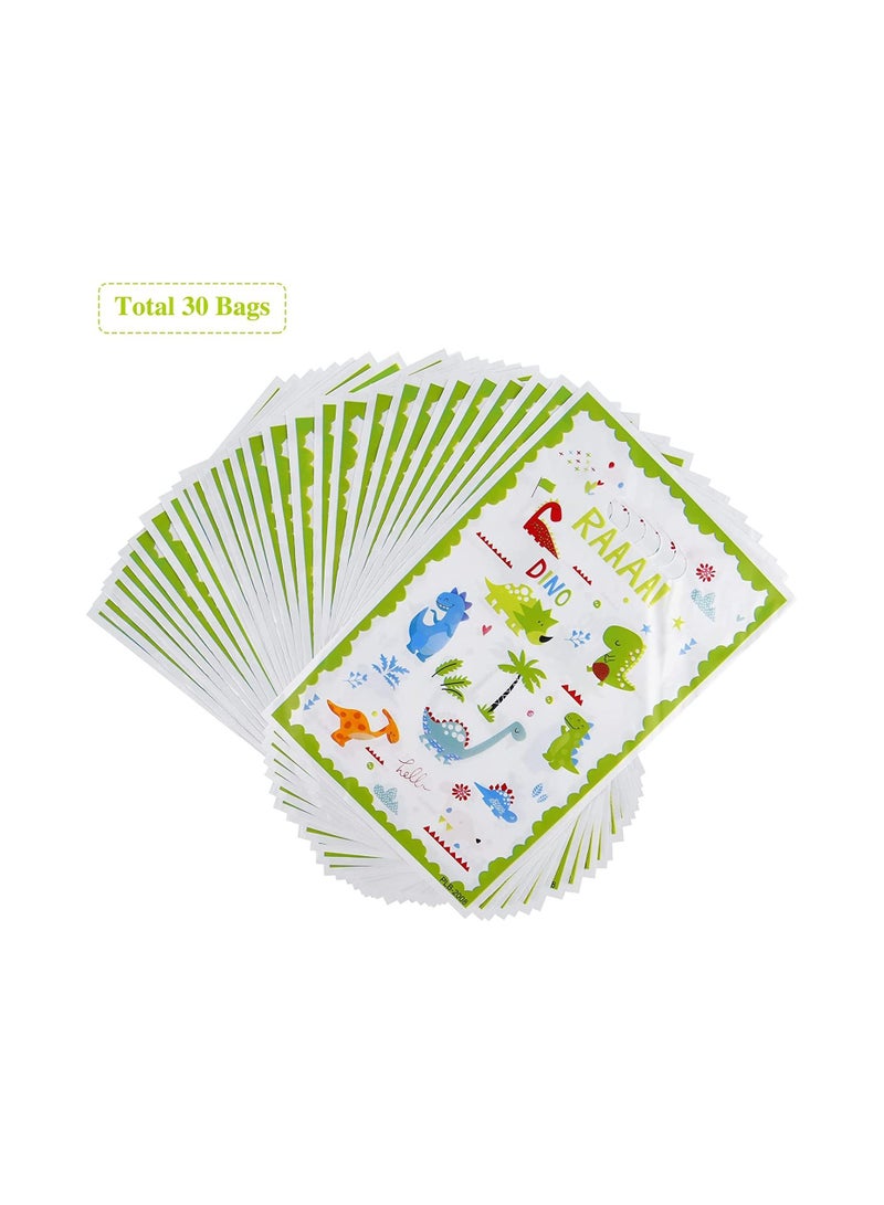Dinosaur Party Bags for Kids 30 Pcs Birthday Gift Bags， Baby Shower Supplies Plastic Goodie Favors Decorations