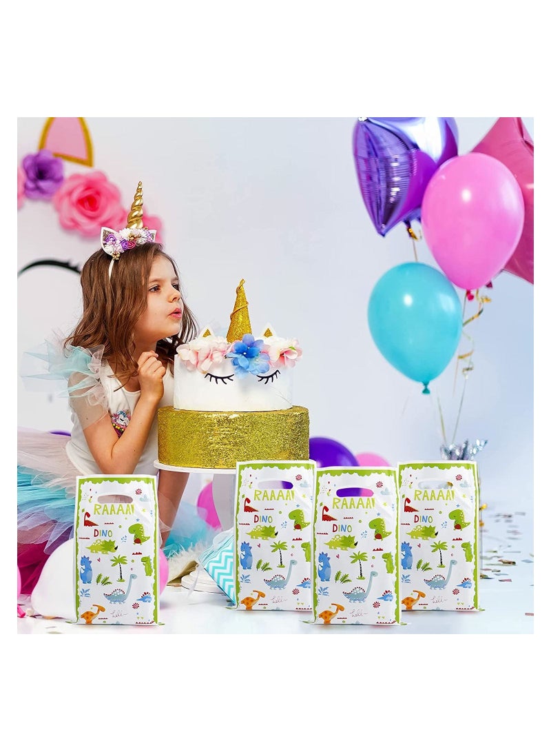 Dinosaur Party Bags for Kids 30 Pcs Birthday Gift Bags， Baby Shower Supplies Plastic Goodie Favors Decorations