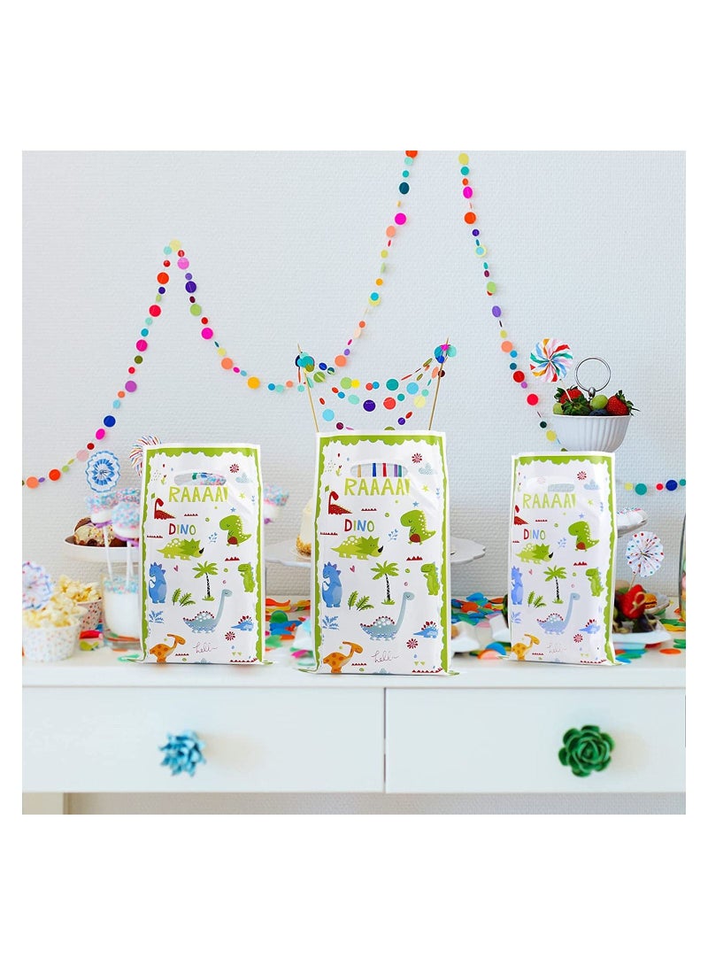 Dinosaur Party Bags for Kids 30 Pcs Birthday Gift Bags， Baby Shower Supplies Plastic Goodie Favors Decorations