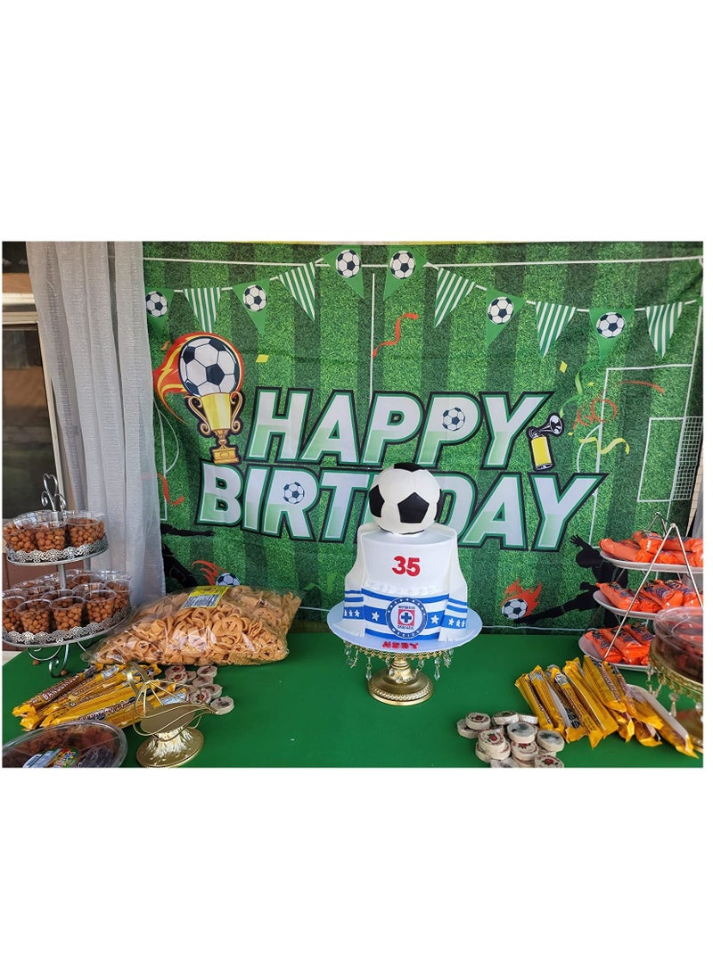 Football Party Decorations, Soccer Birthday Backdrop Field Photo Background for Theme Booth Props Boys Kids Cake Table 5.9 x 3.6 Feet