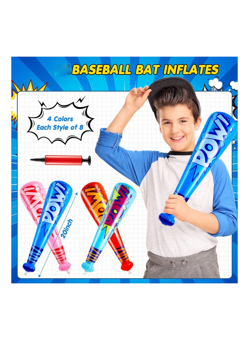 Inflatable Baseball Bats 12 Pieces Pow 20 Inch Toy Bat for Kids Party Decorations Favors Carnival Birthday