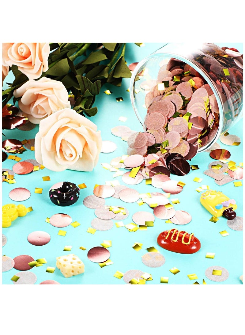 Table Confetti, Round Tissue Paper Dots Confetti Glitter Foil Sequin for Wedding Birthday Party DIY Decoration 100g, Rose Gold