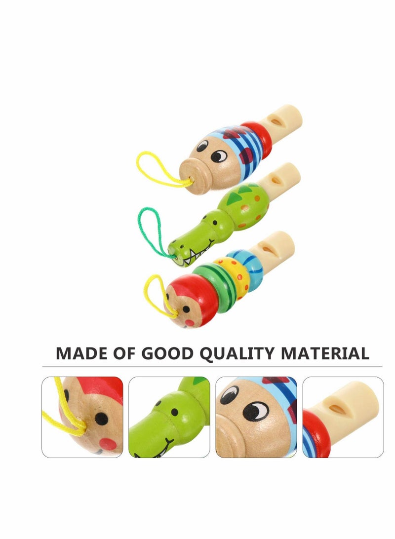 Animal Wooden Whistles for Baby Kids Music Instrument Developmental Educational Toys Party Noisemakers Birthday Bag Fillers, 3Pcs