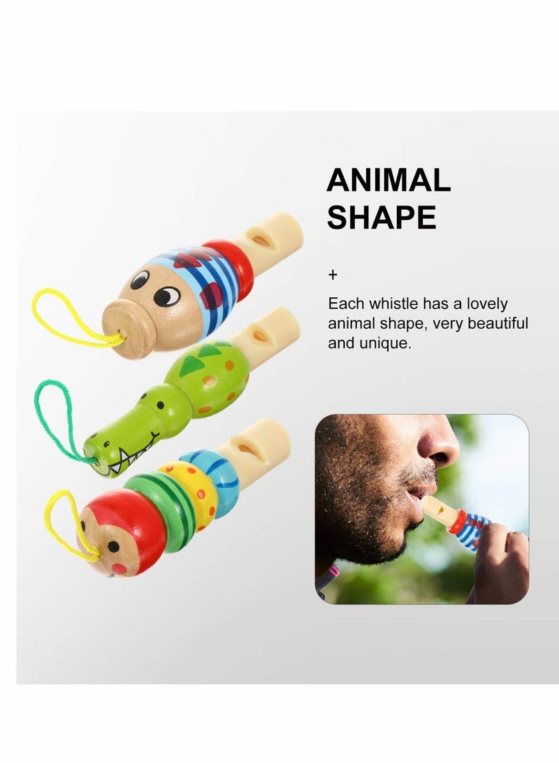 Animal Wooden Whistles for Baby Kids Music Instrument Developmental Educational Toys Party Noisemakers Birthday Bag Fillers, 3Pcs