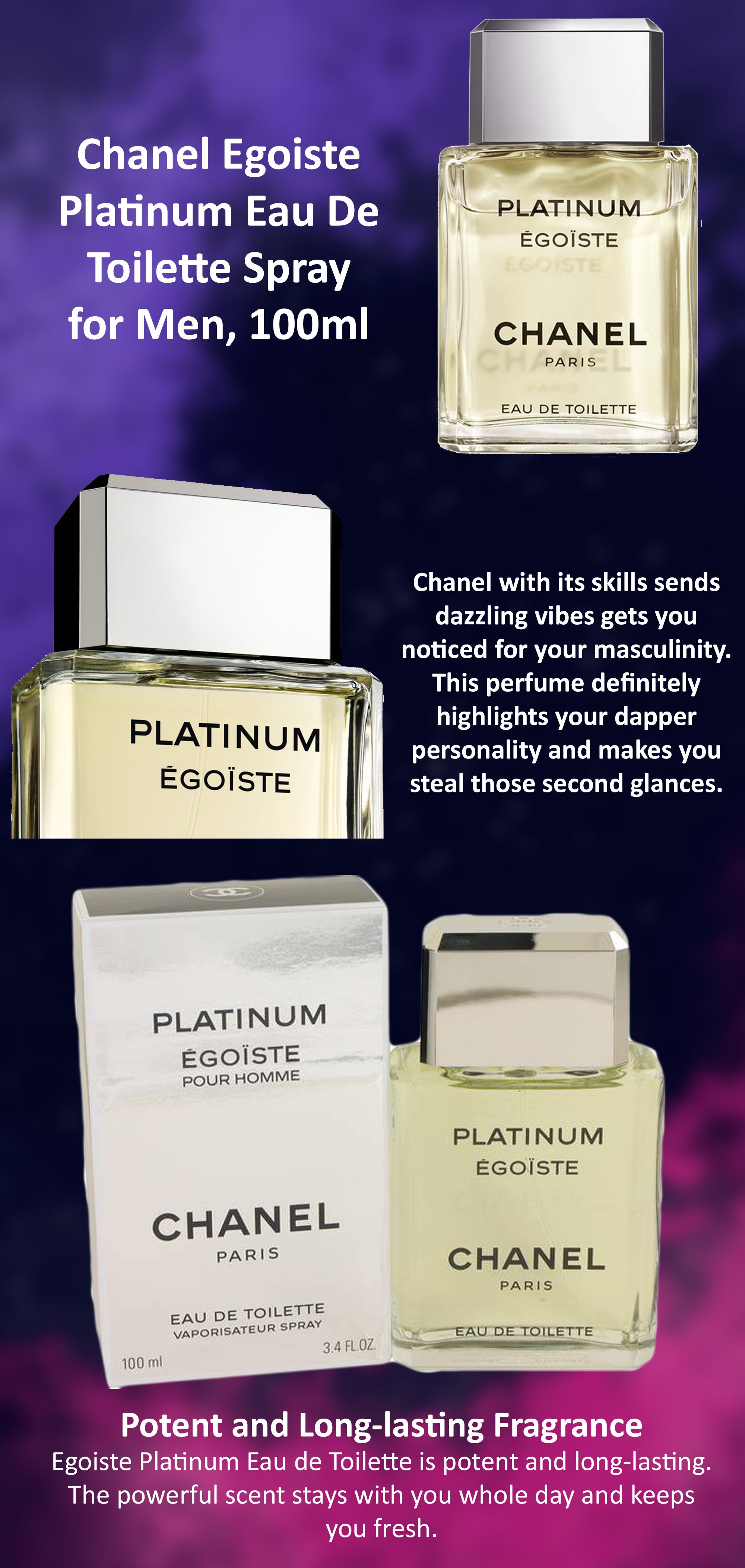 Platinum Egoiste For Men EDT Spray 100ml
