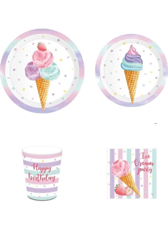 Happy Birthday Ice Cream Party Tableware Set