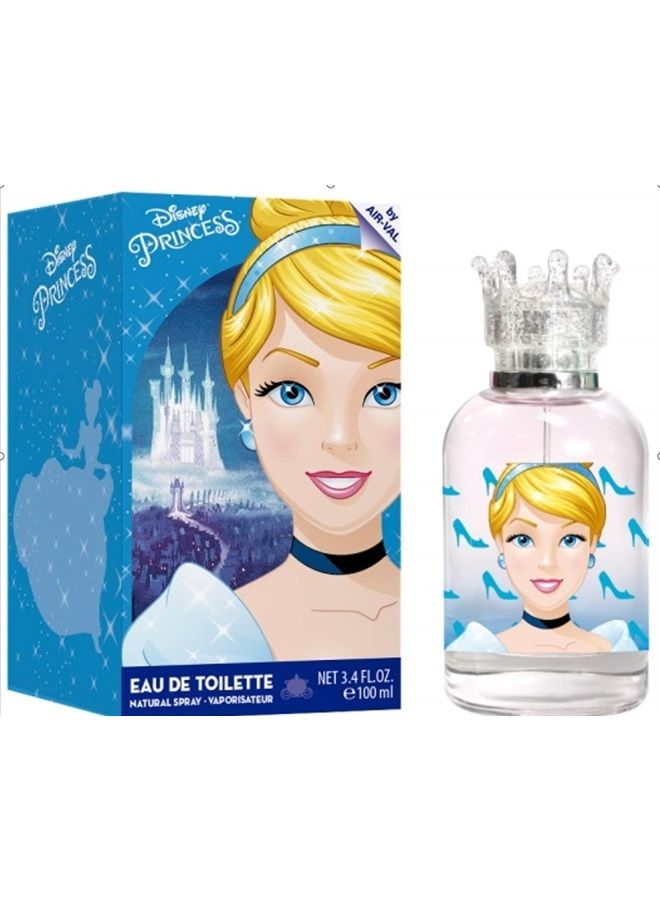 Princess Perfume Eau de Toilette Made in Spain, Blue, Cinderella for Girls by Air Val International, 3.4 Fl Oz