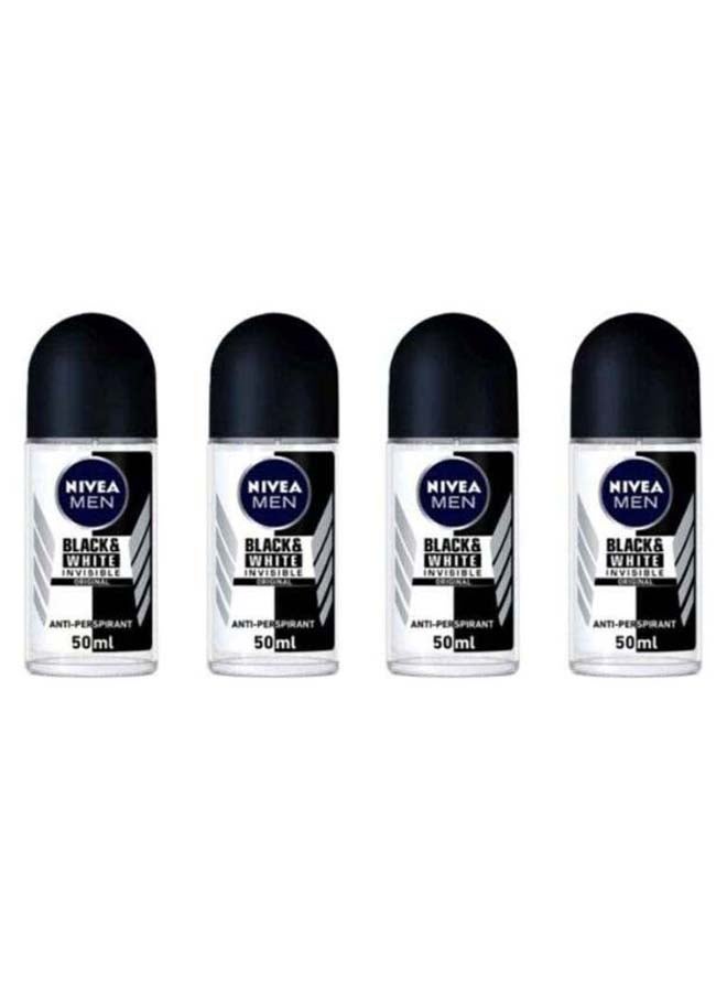 Pack Of 4 Black And White Invisible Original Roll-on Deodorant 4x50ml