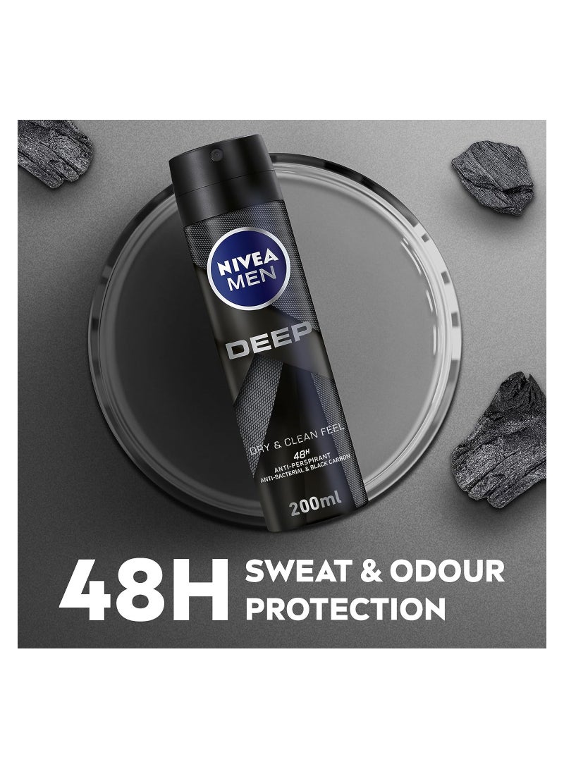 Nivea Men Deep Black Carbon Dark Wood Antiperspirant 150ml pack of 2