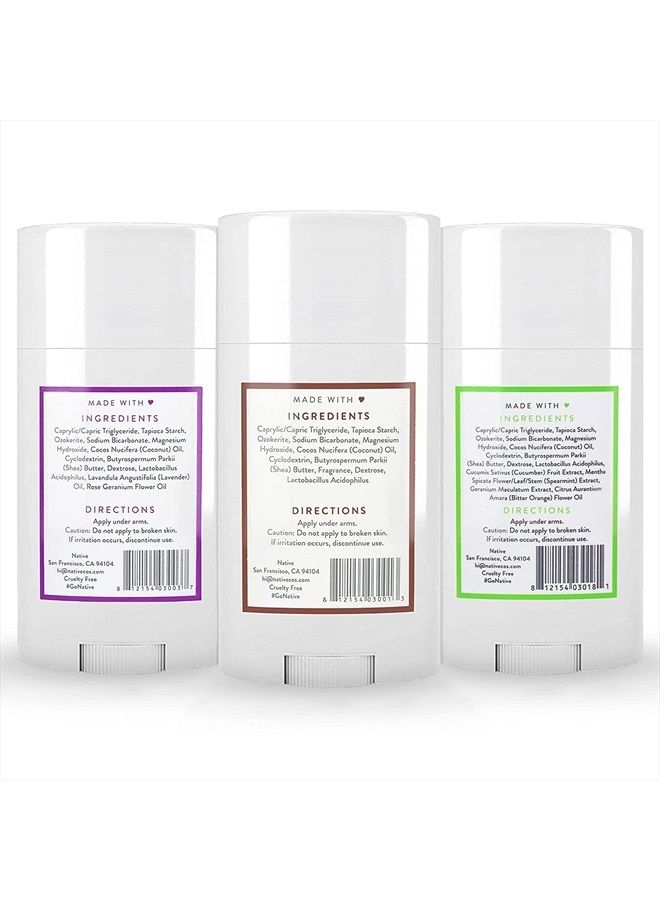 Deodorant | Natural Deodorant for Women and Men, Aluminum Free with Baking Soda, Probiotics, Coconut Oil and Shea Butter | Coconut & Vanilla, Lavender & Rose, Cucumber & Mint - Variety Pack of