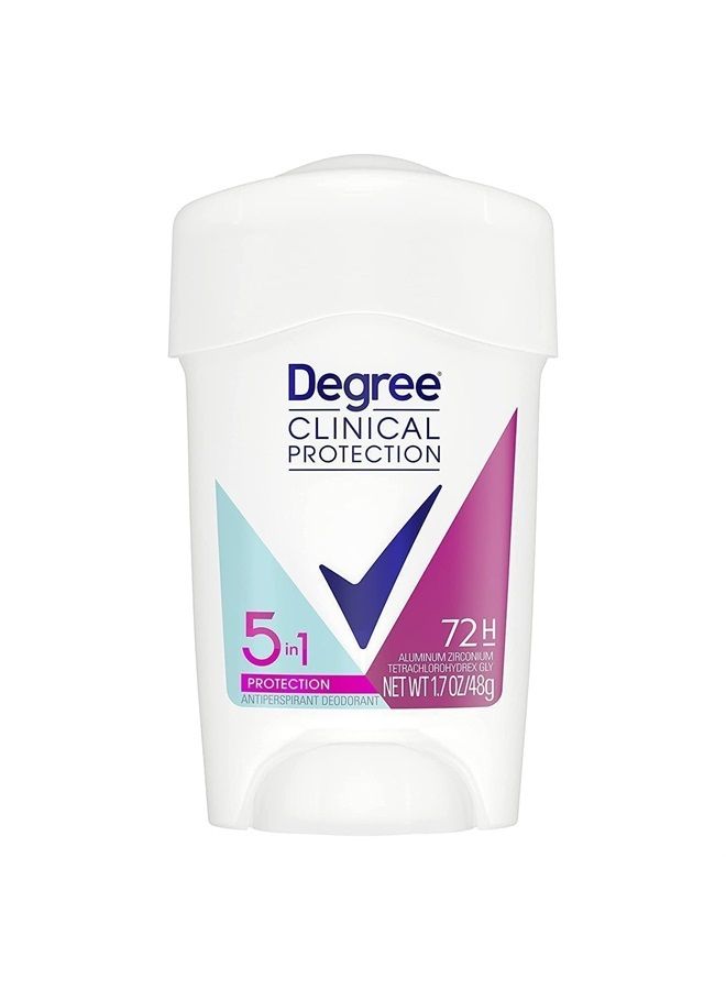 Degree Clinical Protection Antiperspirant Deodorant 72-Hour Sweat & Odor Protection 5-in-1 Antiperspirant for Women 1.7 oz