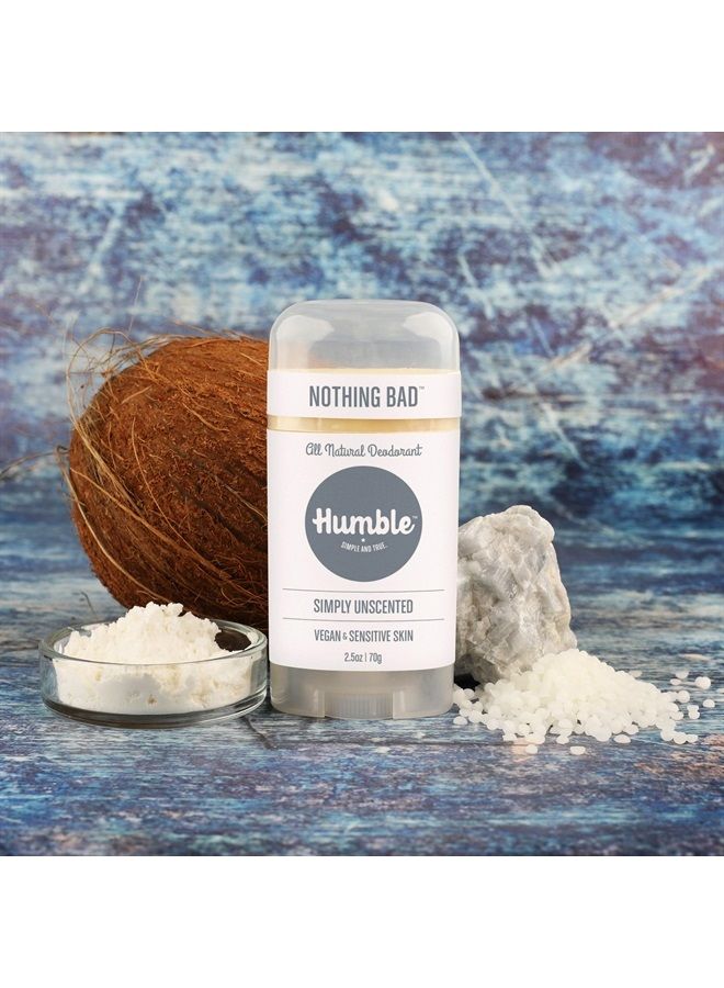 Humble Brands All Natural Vegan Aluminum Free Deodorant Stick for Sensitive Skin, Sensitive Simply Unscented Deodorant Full & Travel Pack