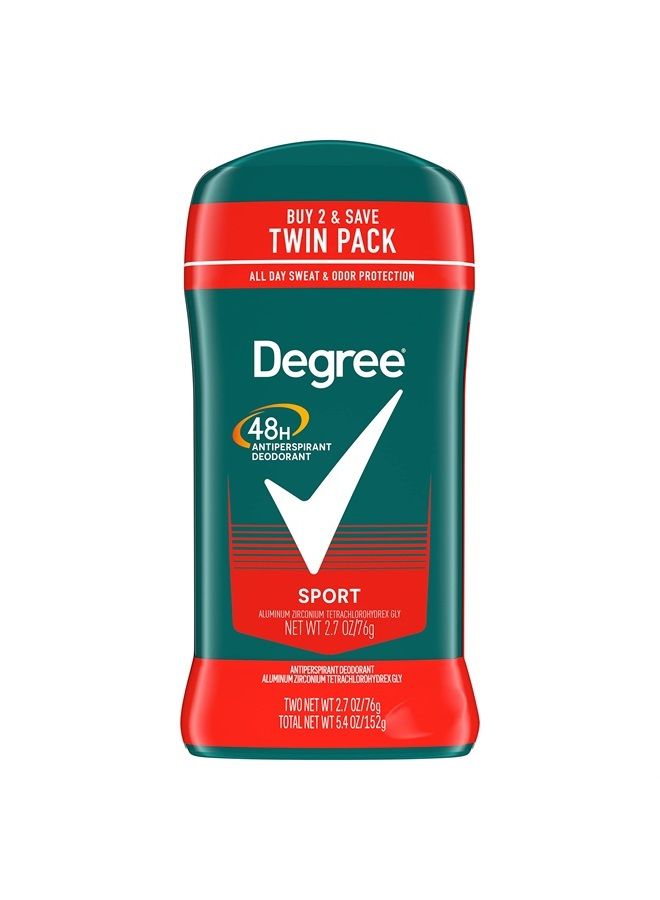 Degree Men Original Antiperspirant Deodorant 48-Hour Sweat & Odor Protection Sport Antiperspirant For Men 2.7 oz Twin pack