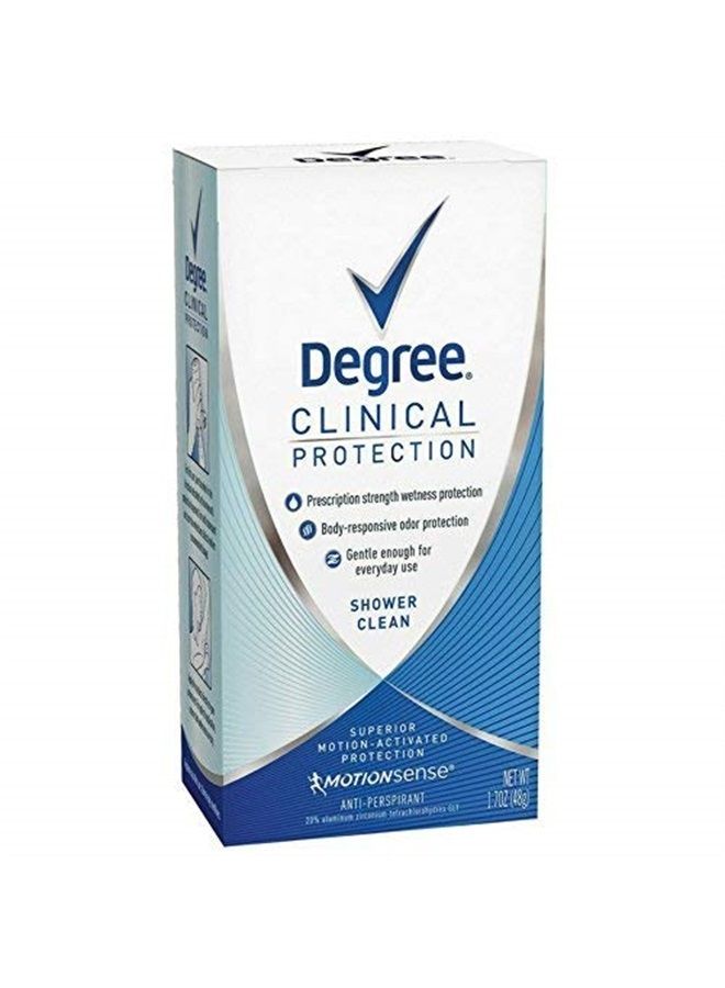 Degree Women Clinical Protection Anti-Perspirant Deodorant Shower Clean 1.70 oz ( Pack of 4)