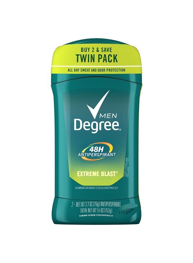 Degree Men Original Antiperspirant Deodorant 48-Hour Odor Protection Extreme Blast Mens Deodorant Stick 2.7 oz, 2 Count