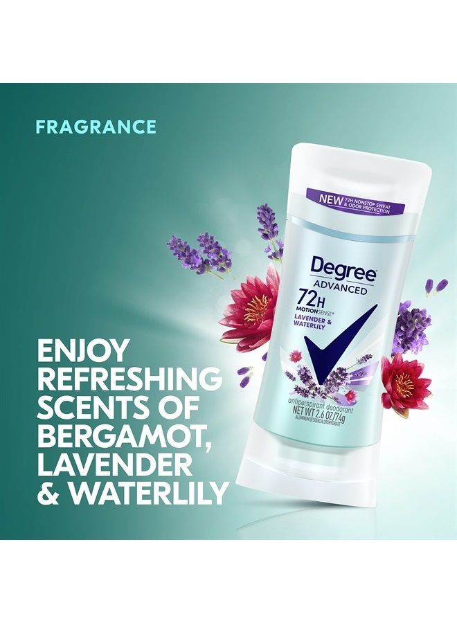 Degree Antiperspirant Deodorant 72-Hour Sweat and Odor Protection Lavender and Waterlily Antiperspirant for Women with MotionSense Technology 2.6 oz 4 Count