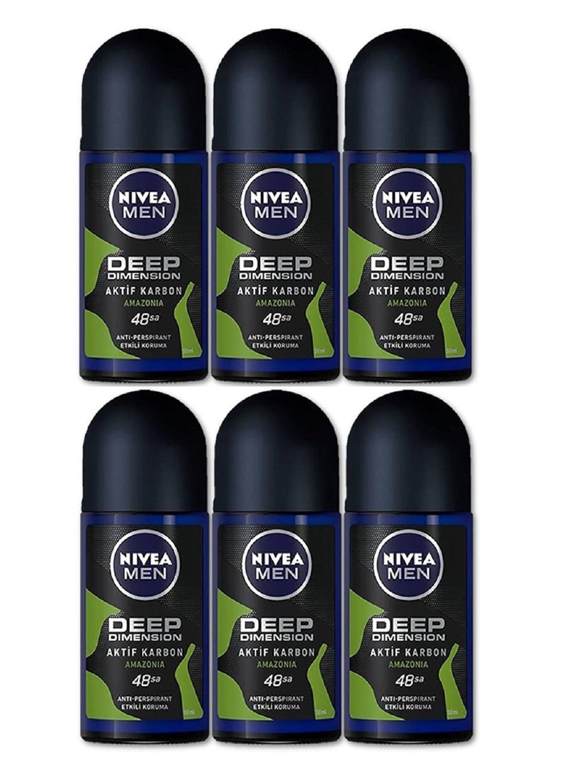 Nivea For Men Deodorant Roll On Dimension Anti Perspirant 48h Pack Of 6